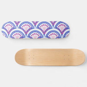 blauw damaspatroon skateboard