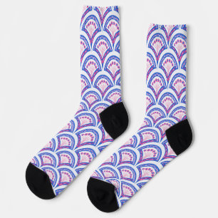 blauw damaspatroon sokken