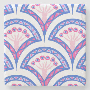 blauw damaspatroon stenen onderzetter