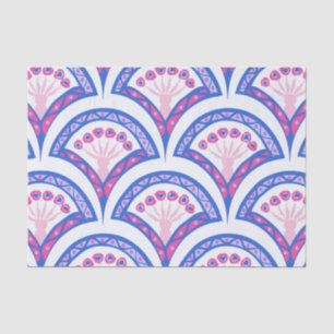 blauw damaspatroon tissuepapier