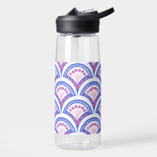 blauw damaspatroon waterfles