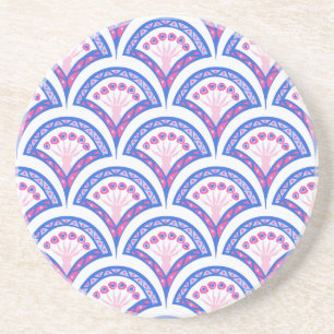 blauw damaspatroon zandsteen onderzetter