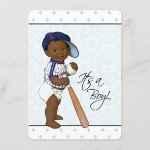 Blauw damast Afro-Amerikaanse baby jongens douchef Kaart