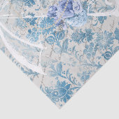 Blauw Damast Ephemera Bloemen Land Chic Tissuepapier (Detail)