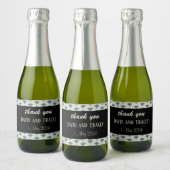 Blauw damast patroon grijs bruiloft sparkling wijnetiket (Flessen)