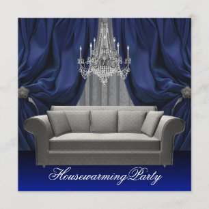 Blauw damasten bank kroonluchter huis verwarming f kaart