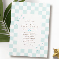 Blauw dambord | Schattige Modern Boy Baby shower