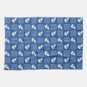 Blauw dambord Turtle Dove Handdoek (Horizontaal)