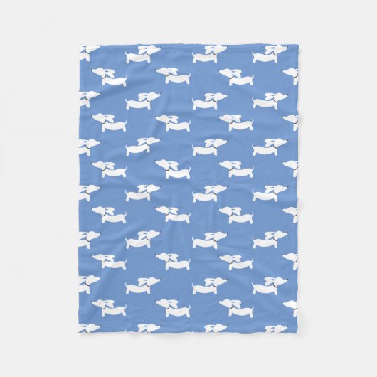 Blauw Dancing Dachshunds Fleece Deken Ontwerp (Voorkant)