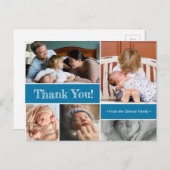 Blauw Dank u en introduceer Tweede Foto's van de b Aankondigingskaart (Voorkant / Achterkant)