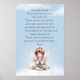 Blauw Dank u Kind Gebed Poster