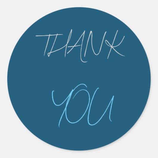 Blauw Dank u Modern Minimalist Plain Ronde Sticker (Voorkant)