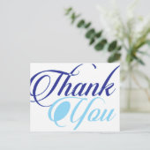 Blauw dank u script typografie briefkaart (Staand voorkant)