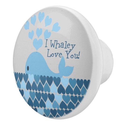 Blauw dat ik van je hou! keramische knop (Rechts)