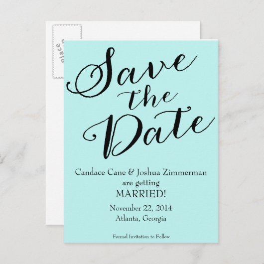 Blauw De datum opslaan Aankondigingskaart (Voorkant / Achterkant)