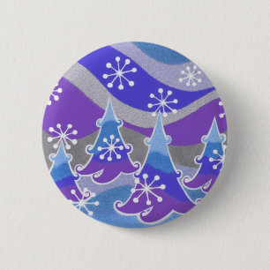 Blauw de knoopkenteken van de Bomen van de winter Ronde Button 5,7 Cm