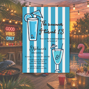 Blauw De Zomer Dat Ik 13 Werd Mocktail Verjaardag Kaart