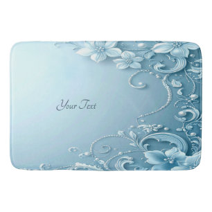 Blauw decoratief bloemenbadmat badmat