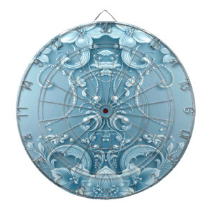 Blauw decoratief bloemendartbord dartbord
