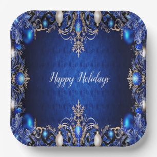 Blauw decoratief feestbord van papier papieren bordje
