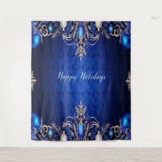 Blauw decoratief feestelijk achtergrondpaneel wandkleed (Voorkant)