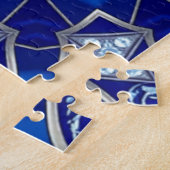 Blauw decoratief legpuzzel (Zijkant)