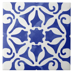 Blauw decoratieve mediterrane stijl tegeltje