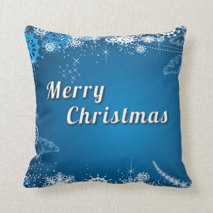 Blauw decoratieve sneeuw Glitter Merry kerst Kussen