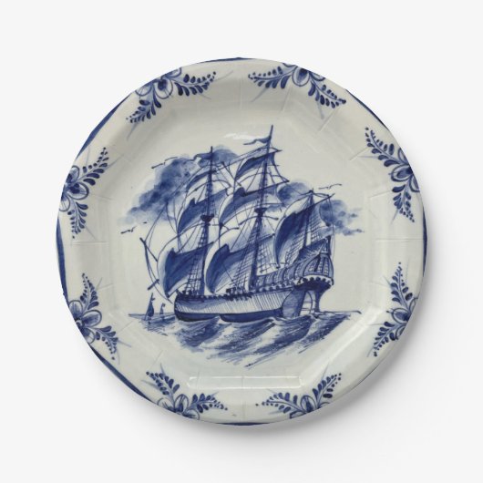 BLAUW DELFT SAILING SHIP PAPIEREN BORDJE (Voorkant)