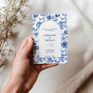 Blauw delftware Bloemen bruiloft Kaart