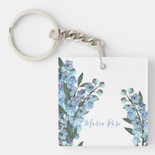 Blauw Delphinium Sleutelhanger (voorkant)