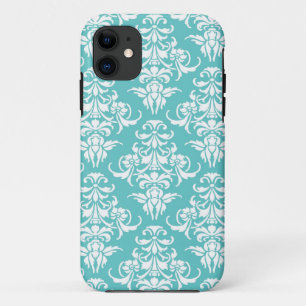 Blauw demaspatroon kleine kroonkandelaar iPhone 11 hoesje