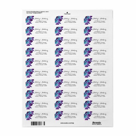 Blauw Dendrobium Orchidee Bruiloft Retouradres Etiket (Full Sheet)