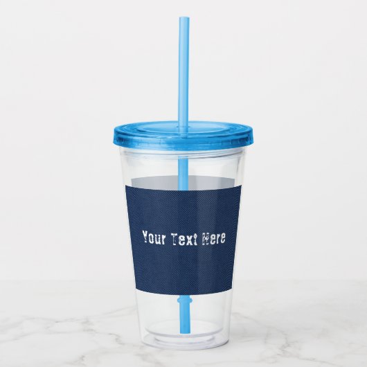 Blauw Denim Aangepaste Tekst Acryl Tumbler Acryl Drinkbeker (Voorkant)