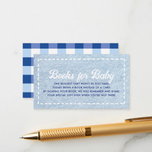 Blauw Denim Baby Jongen Baby Shower Boeken voor Ba Informatiekaartje