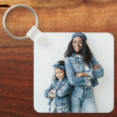 Blauw Denim Beste Mam Ooit Foto Sleutelhanger (Voorkant)