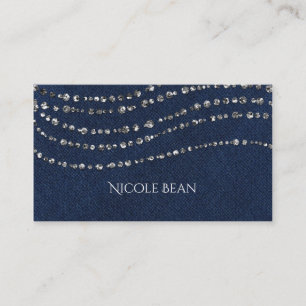 Blauw Denim & Diamanten Nep Glitters Schittering Visitekaartje