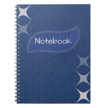 Blauw Denim Gestikte Spiral Notebook