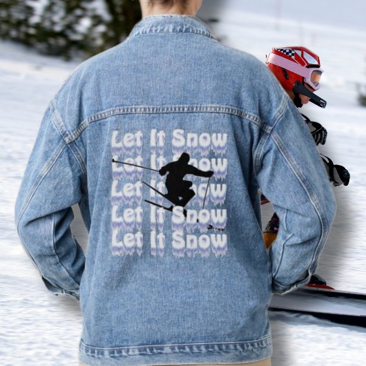 Blauw Denim Jean Jacket Laat Het Sneeuwskiër