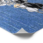 Blauw denim, kant, kostuum sieraden poster (Hoek)