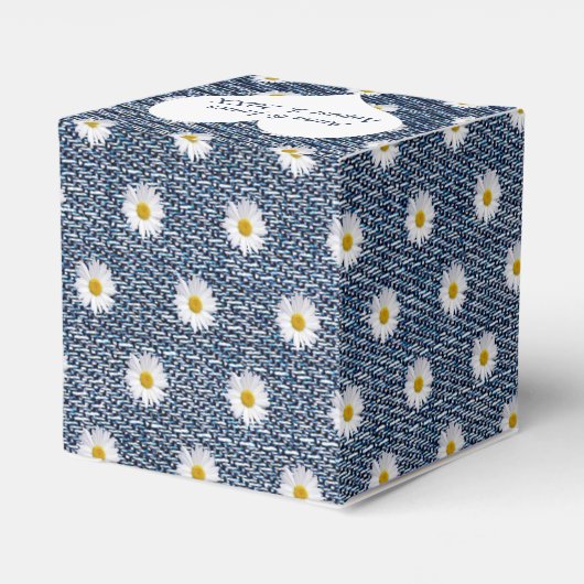 Blauw Denim Met Madeliefjes Bedankdoosjes (Achterkant)