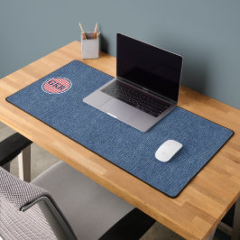 Blauw Denim Print Monogram Rood & Wit Check Bureaumat