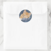 Blauw Denim Sinaasappel Katten Sticker (Tas)