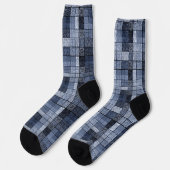 Blauw, denim, tartan, gif. sokken (Links)