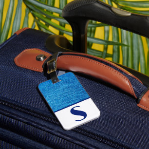 Blauw denim-verbinding, Bagagelabel kleurenblok