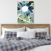 Blauw Denim Zonnebloem Canvas Afdruk (Insitu (Slaapkamer))