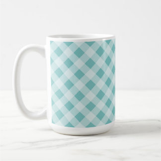 BLAUW DIAGONAAAL PAASJE KATOENEN RUITJES PATROON KOFFIEMOK