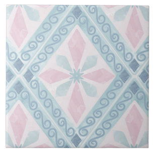 Blauw Diamant Geometrisch Patroon Tegeltje