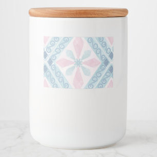 Blauw Diamant Geometrisch Patroon Voedselcontainer Etiket