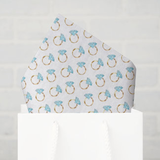 Blauw Diamanten Trouwringen Patroon Tissuepapier